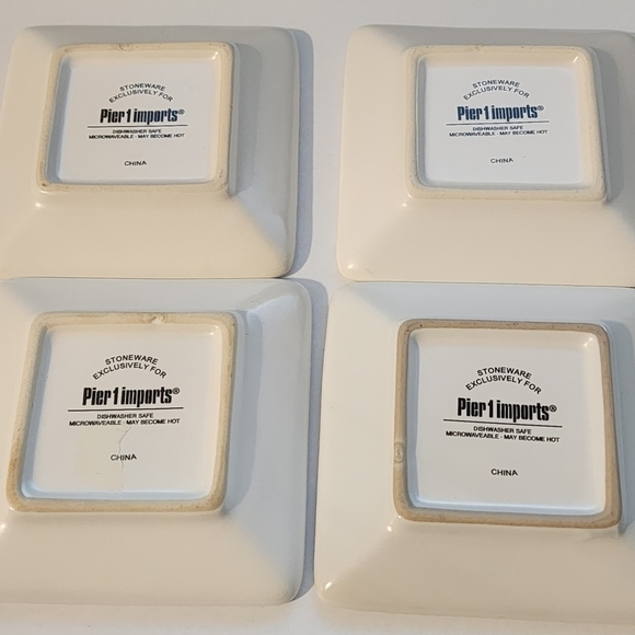 Pier 1 Imports set of 4 trinket dishes Small 3.5 inches square Flowers - Picture 2 of 8